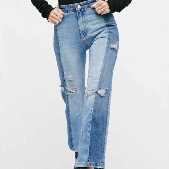 Distressed two tone jeans Clearance